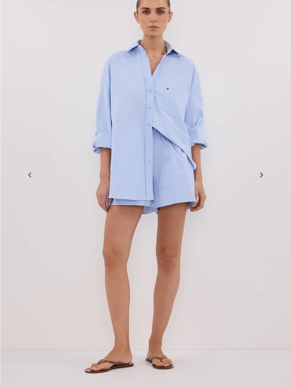 DISSH Light Blue Relaxed Linen-Blend Bermuda Shorts